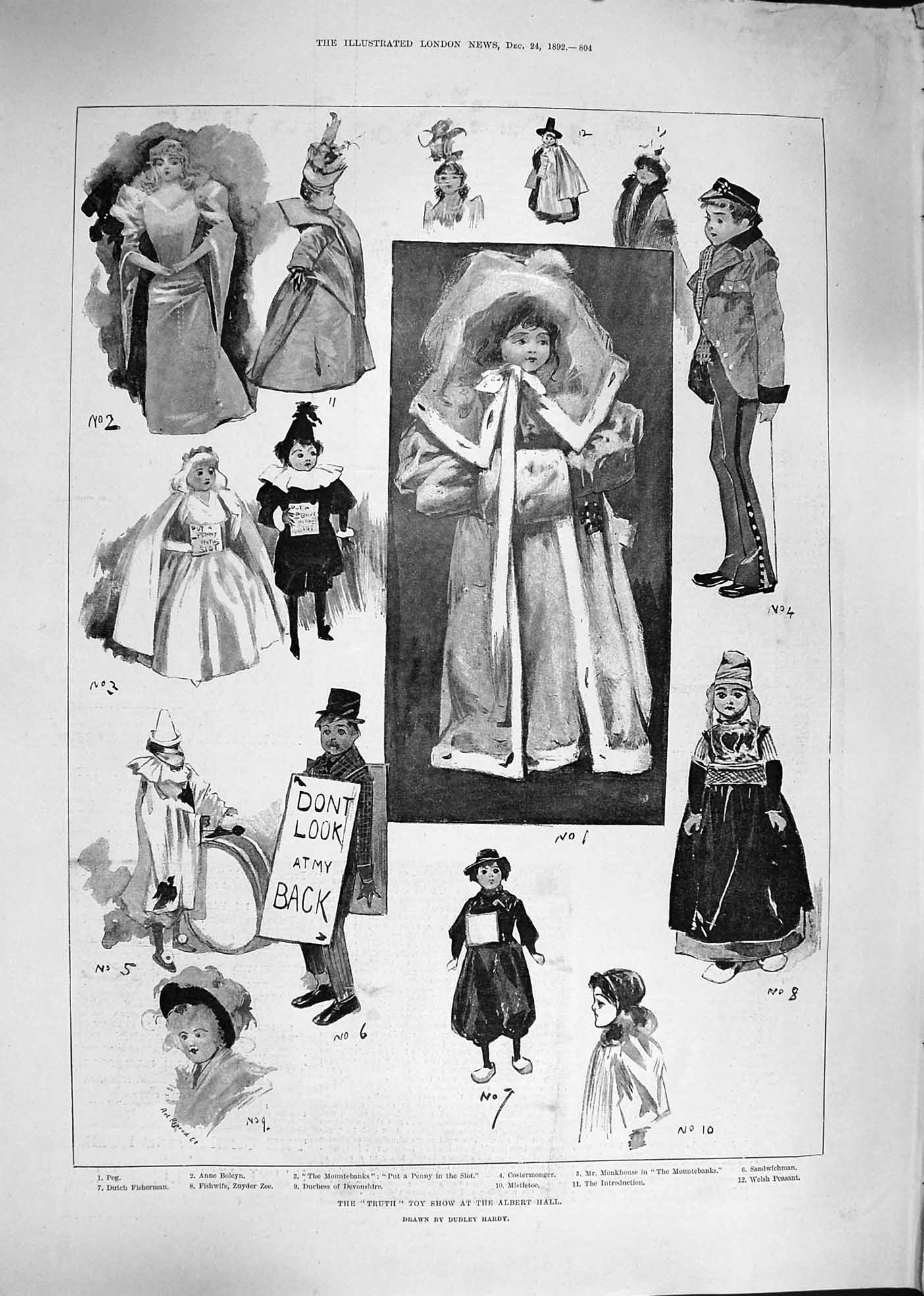 Original Old Antique Print 1892 Truth Toy Show Albert Hall Peg Boleyn Mi 19th