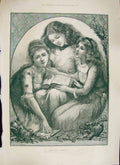 Original Old Antique Print 1892 Young Girls Christmas Stories Sheet Music Song