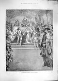 Original Old Antique Print 1892 Christmas Pantomime Drury Lane Theatre Costumes