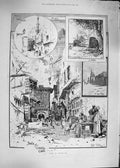 Old Antique Print 1892 Egypt Sharia-El-Gamalia Cairo Sekhia Mosque Cheops 19th