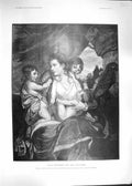 Original Old Antique Print 1892 Portrait Lady Cockburn Children Joshua Reyns