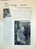 Old 1893 Story Illustration Rebel Queen Walter Besant Lady Man Romanc Victorian