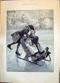 Old 1893 Winter'S Tale Lady Man Romance Ice Sledge Junior Constitutio Victorian