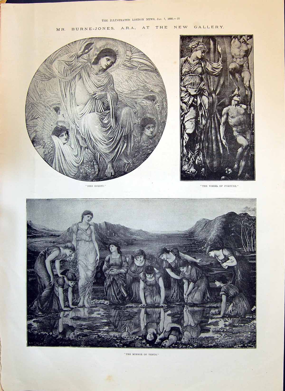 Old 1893 Art Gallery Domini Wheel Fortune Mirror Venus King'S Daughte Victorian