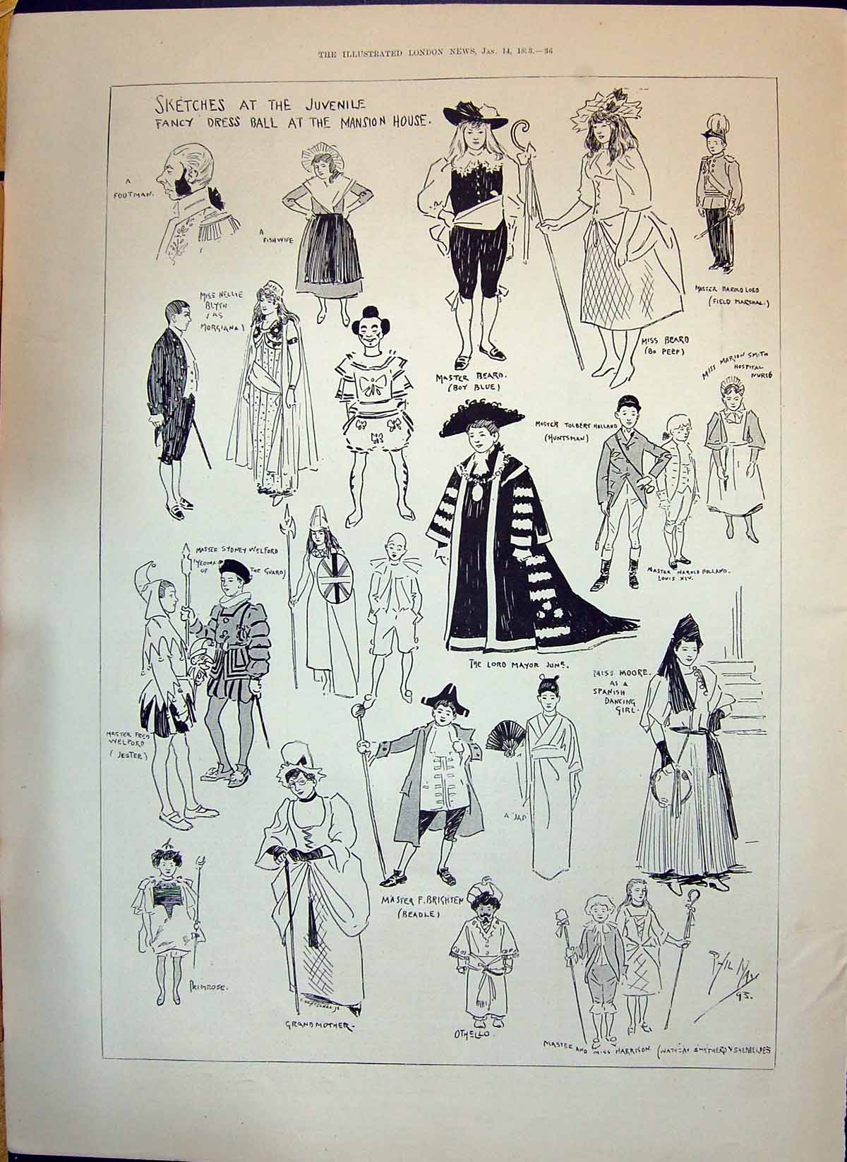Old 1893 Children Fancy Dress Ball Mansion House Welford Moore Prince Victorian