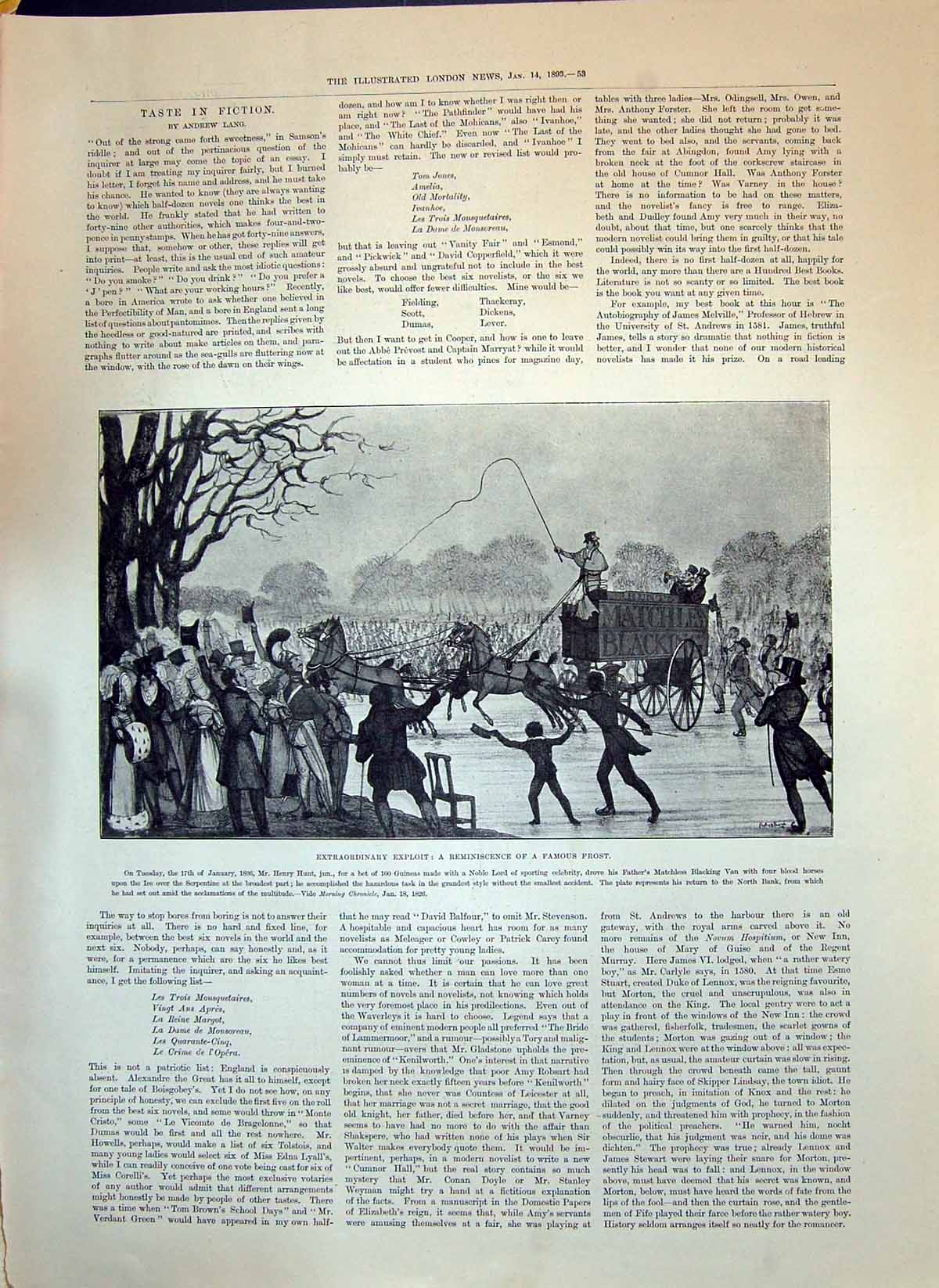 Old 1893 Horses Cart Ice Extraordinary Exploit Reminiscence Famous Fr Victorian