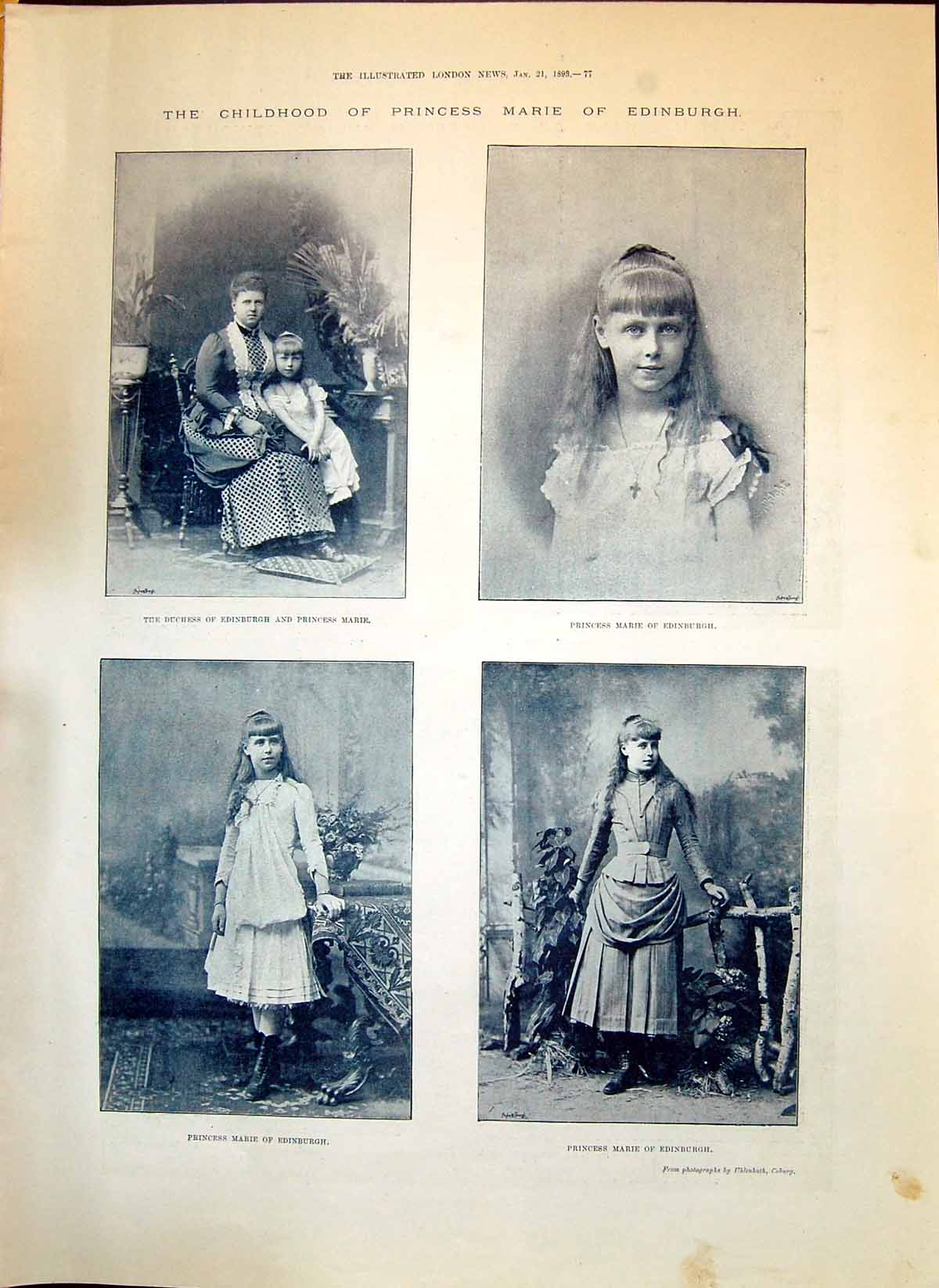 Old 1893 Princess Marie Duchess Edinburgh Beatrice Duke Prince Rouman Victorian