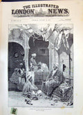 Old 1893 Scene Barbers Shop Cairo Egypt Men Discussing Situation Mont Victorian