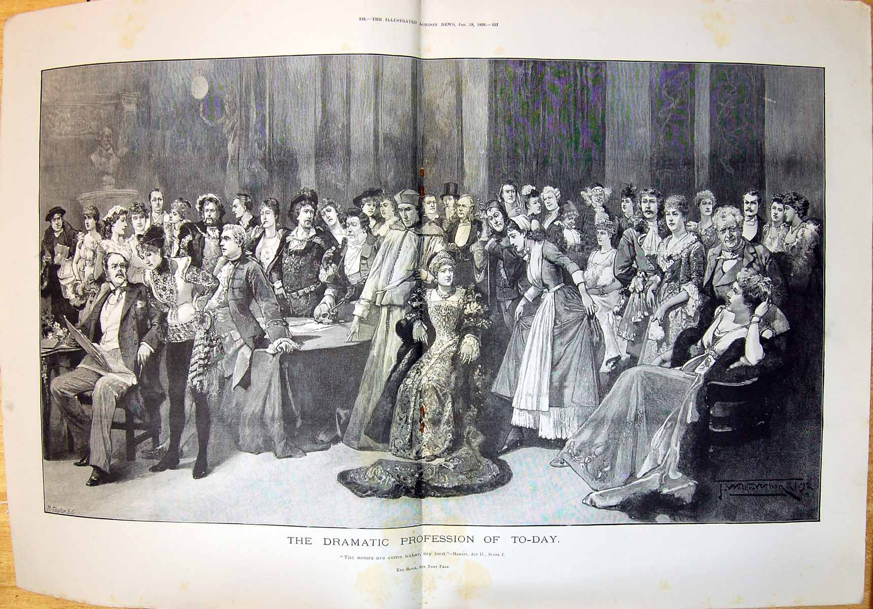 Old Antique Print 1893 Dramatic Profession To-Day Actors Theatre Wilson 19th
