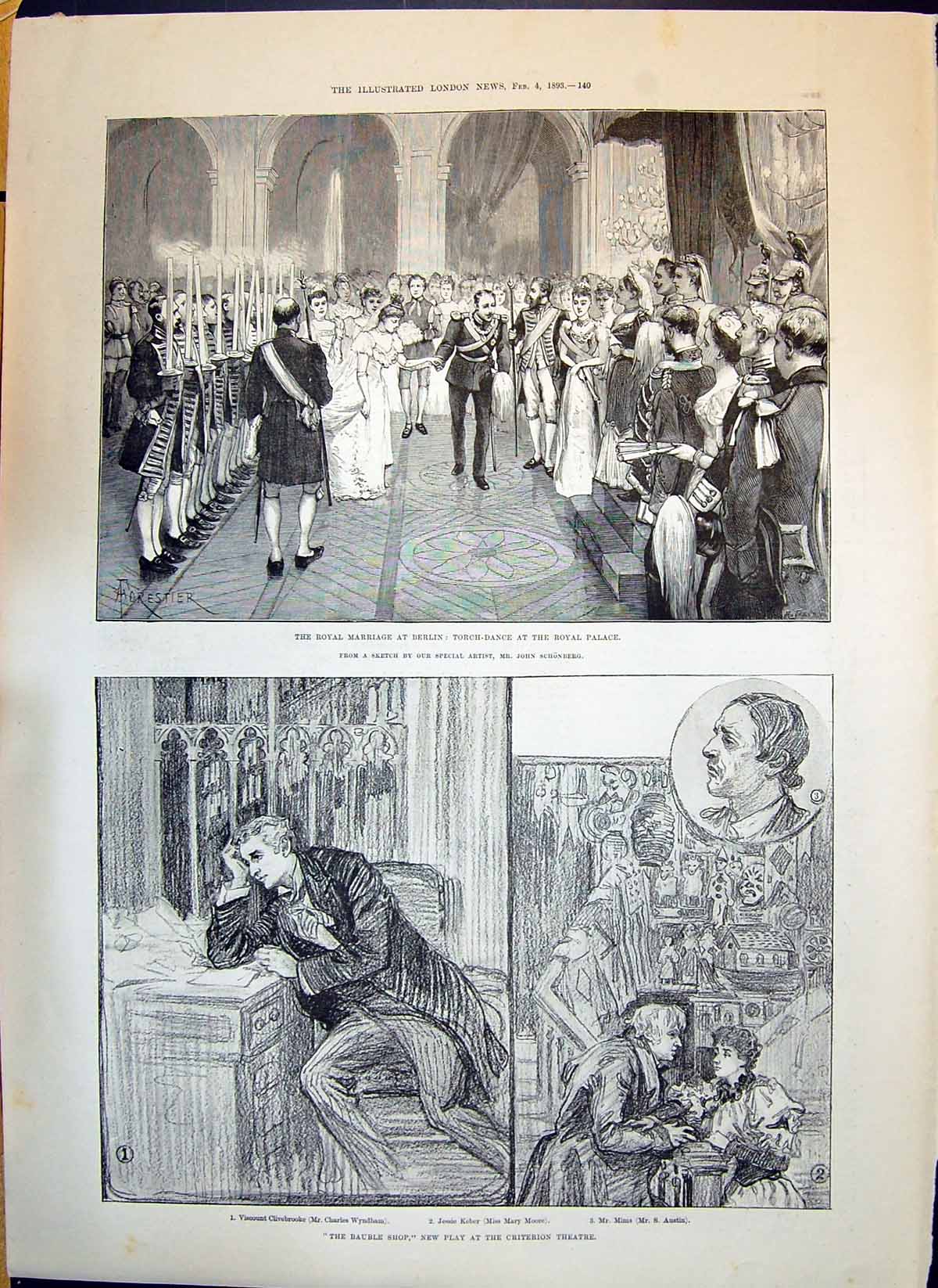 Old 1893 Royal Wedding Berlin Torch-Dance Royal Palace Bauble Shop Th Victorian
