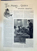 Old 1893 Story Illustration Rebel Queen Walter Besant Francesca Man L Victorian