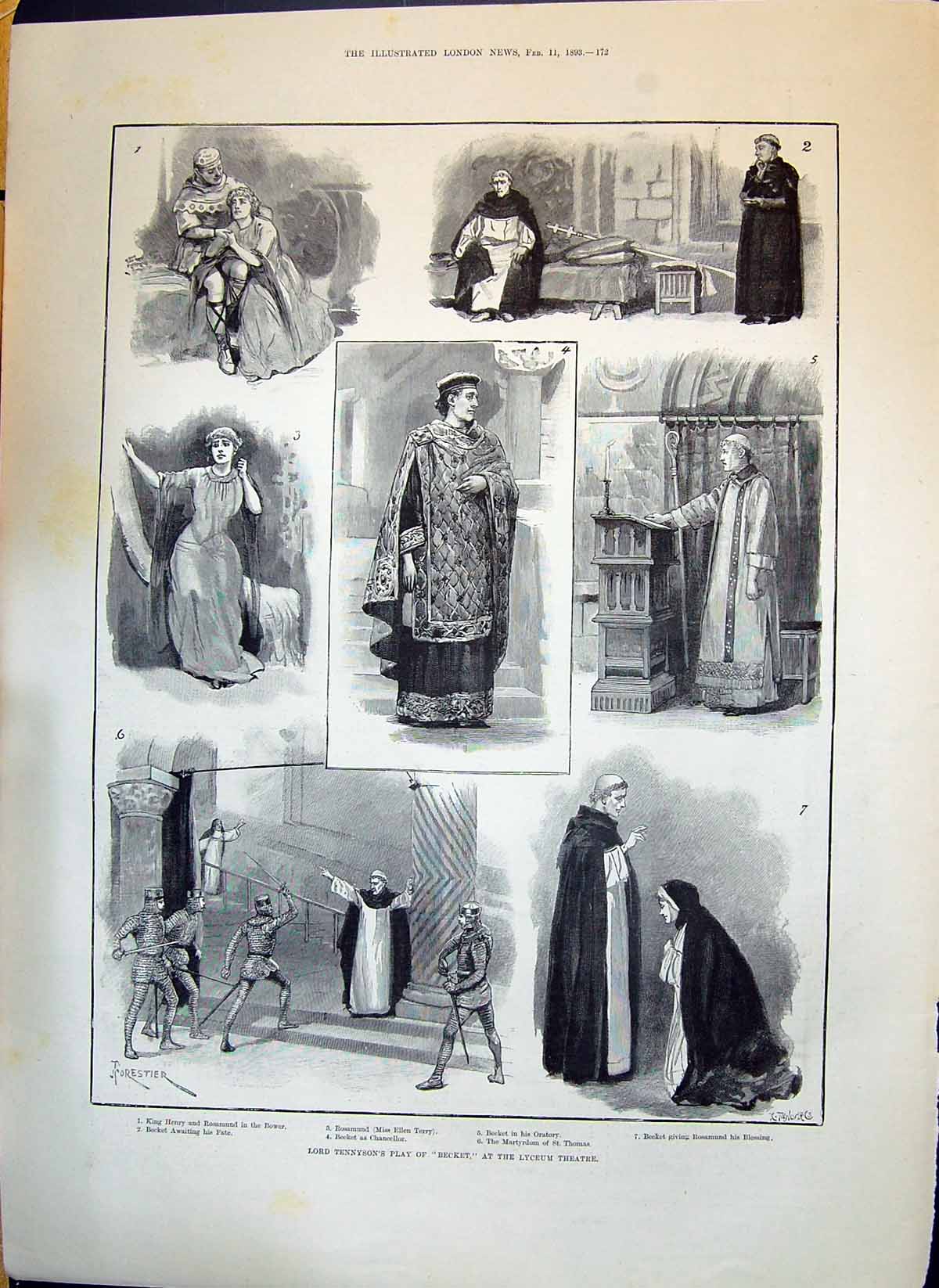 Old 1893 Lord Tennyson Play Becket Lyceum Theatre Terry Lord Lurgan E Victorian