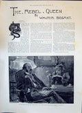 Old 1893 Story Illustration Rebel Queen Walter Besant Aldebert Angelo Victorian