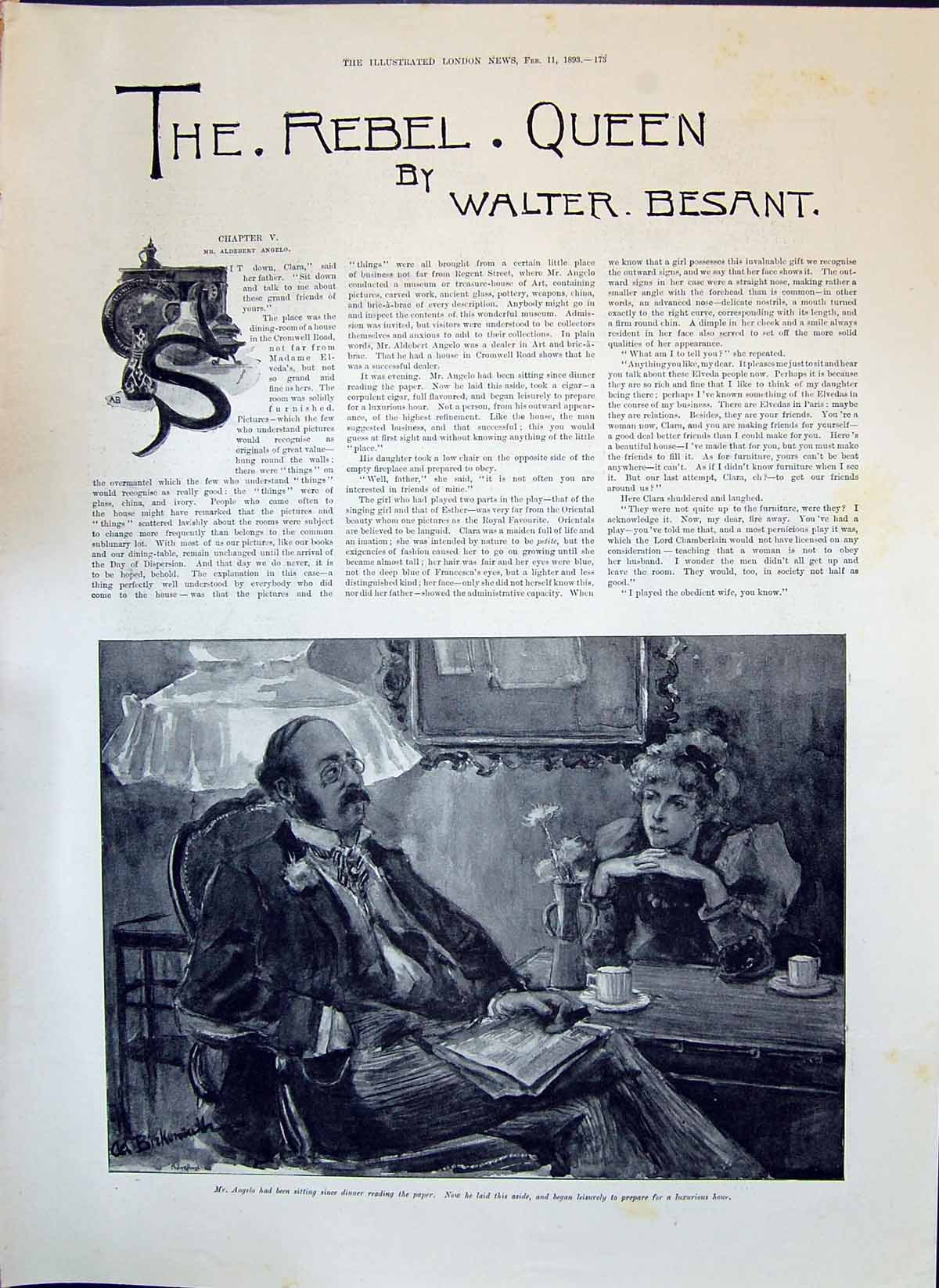Old 1893 Story Illustration Rebel Queen Walter Besant Aldebert Angelo Victorian