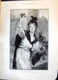 Old 1893 London Flower Girl Champs Elysees Paris Madame Elveda Ladies Victorian