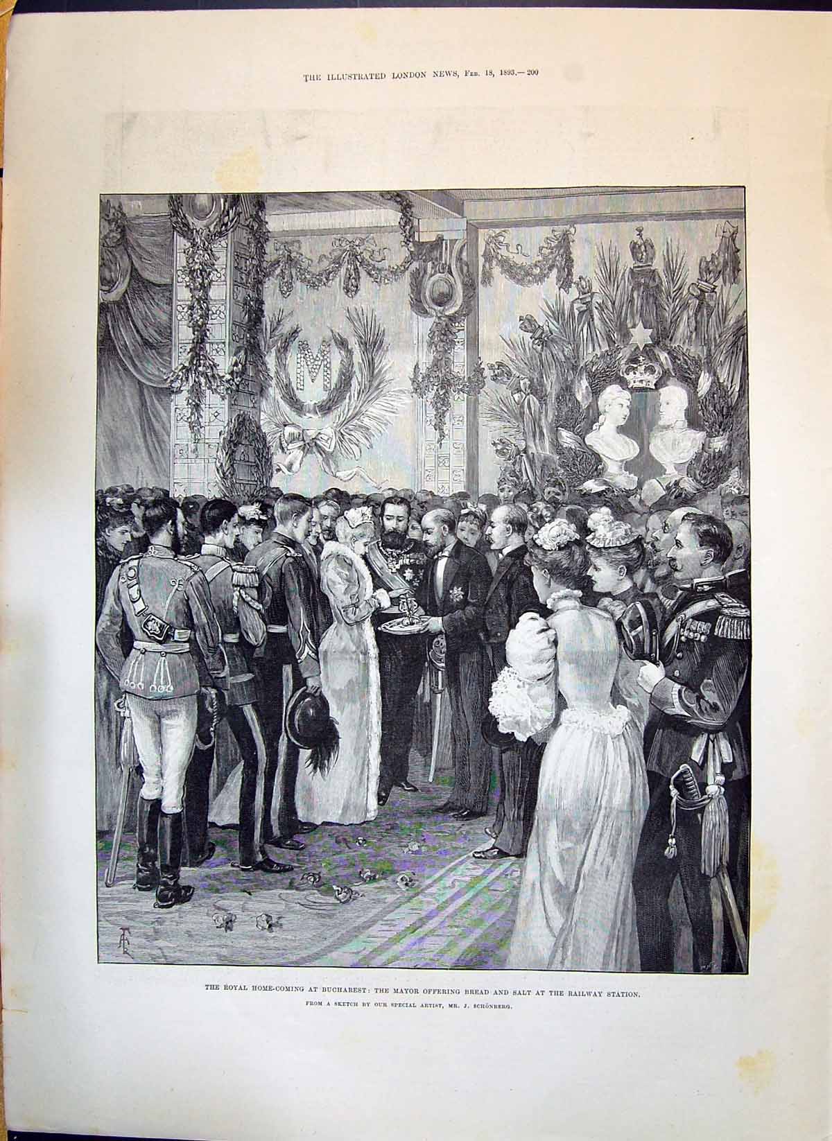 Old 1893 Home-Coming Bucharest Mayor Railway Station Ferdinand Lessep Victorian