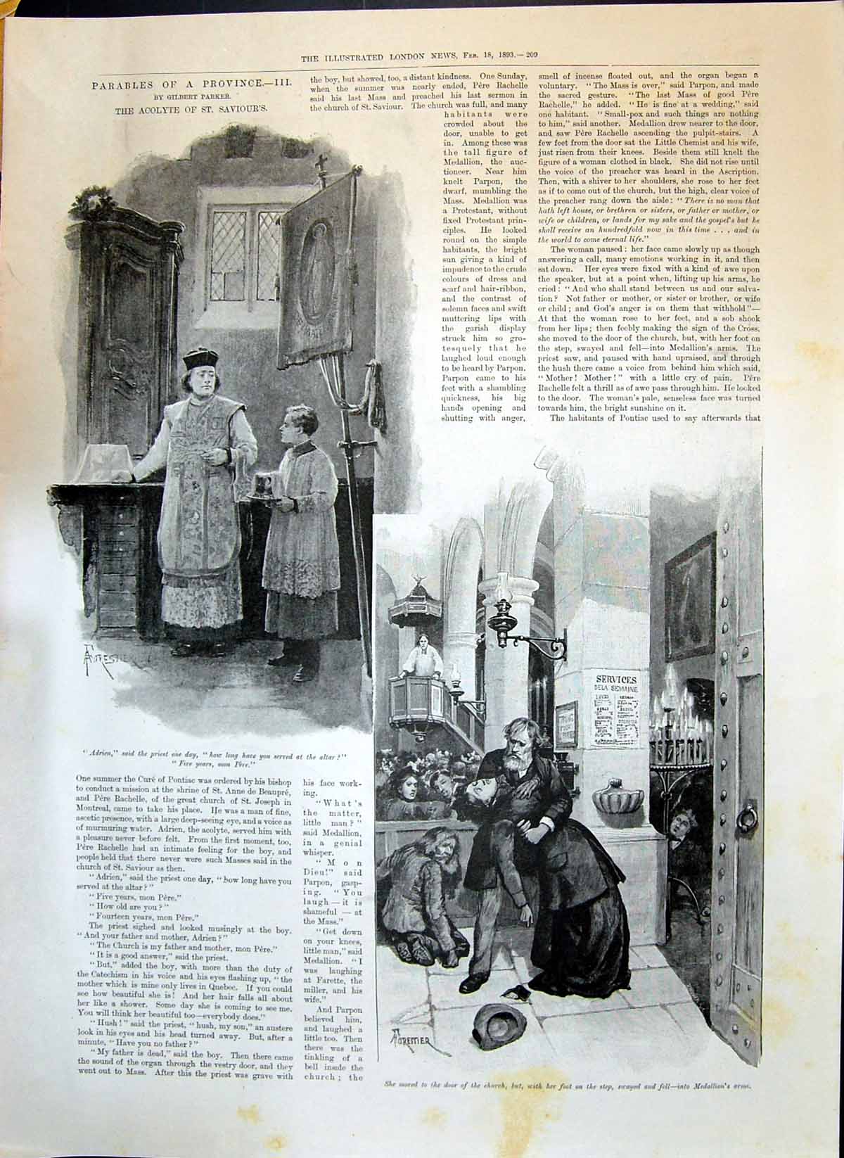 Antique Print 1893 Parables Province Acolyte Saviours Church Adrien Priest 19th