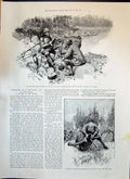 Antique Old Print 1893 Woodman Fighting Indian Woods White Chief Snow Shoes