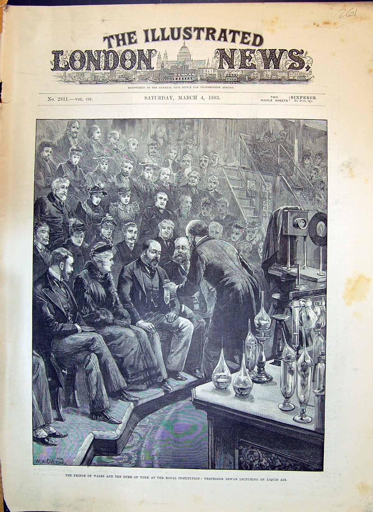 Old 1893 Prince Wales Duke York Royal Institution Professor Dewar Liq Victorian