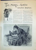 Old 1893 Story Illustration Rebel Queen Walter Besant Beautiful Lady Victorian