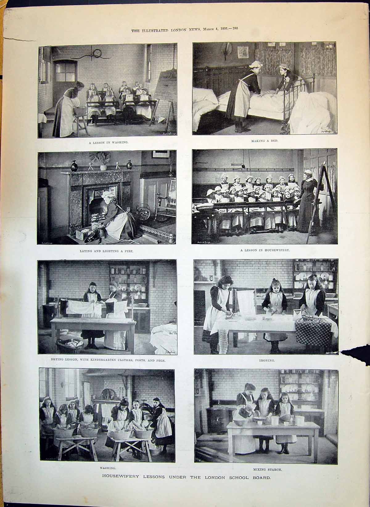 Old 1893 Housewifery Lesson London School Board Canterbury Cathedral Victorian