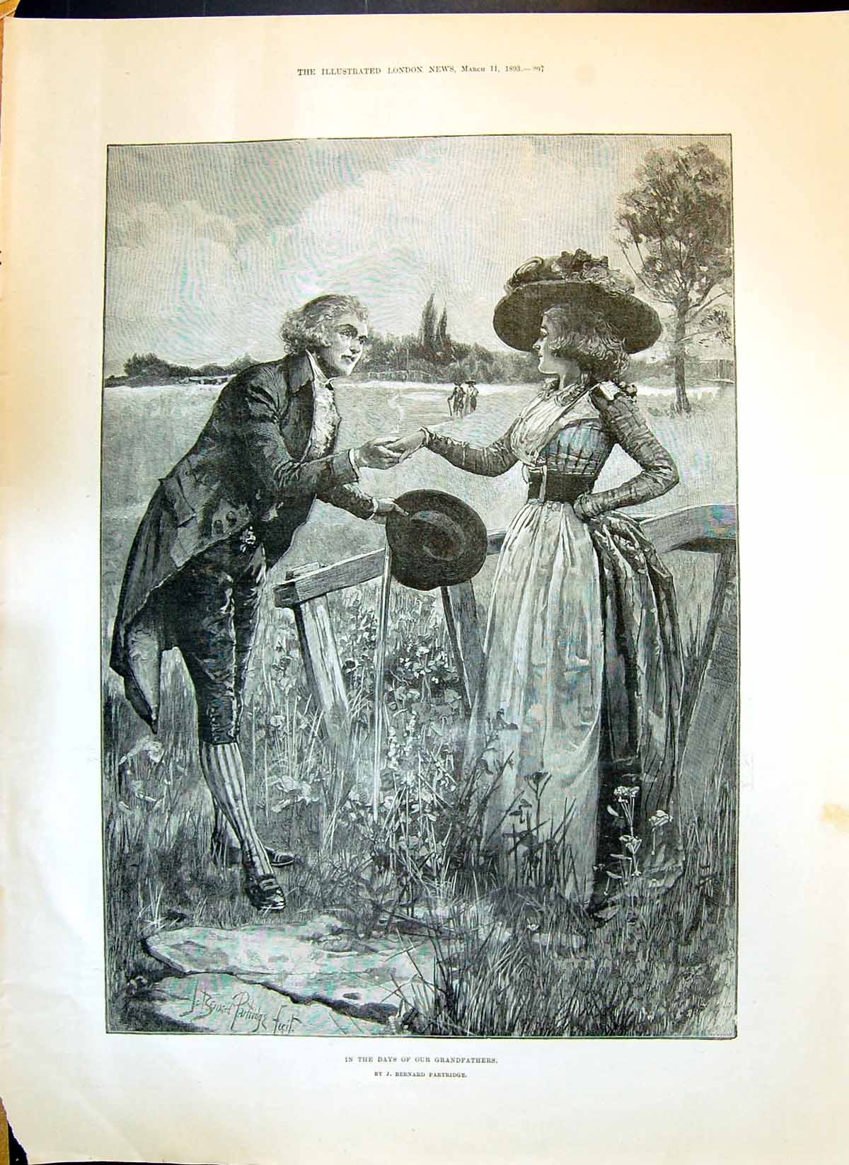 Old 1893 Lady Man Romance Countryside Paine Madame Grevy Edward Henea Victorian