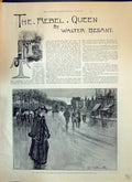 Old 1893 Story Illustration Rebel Queen Walter Besant Street Scene Tr Victorian