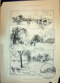 Old 1893 Oxford Cambridge Boat Race Putney Bridge Fulham Church Villa Victorian