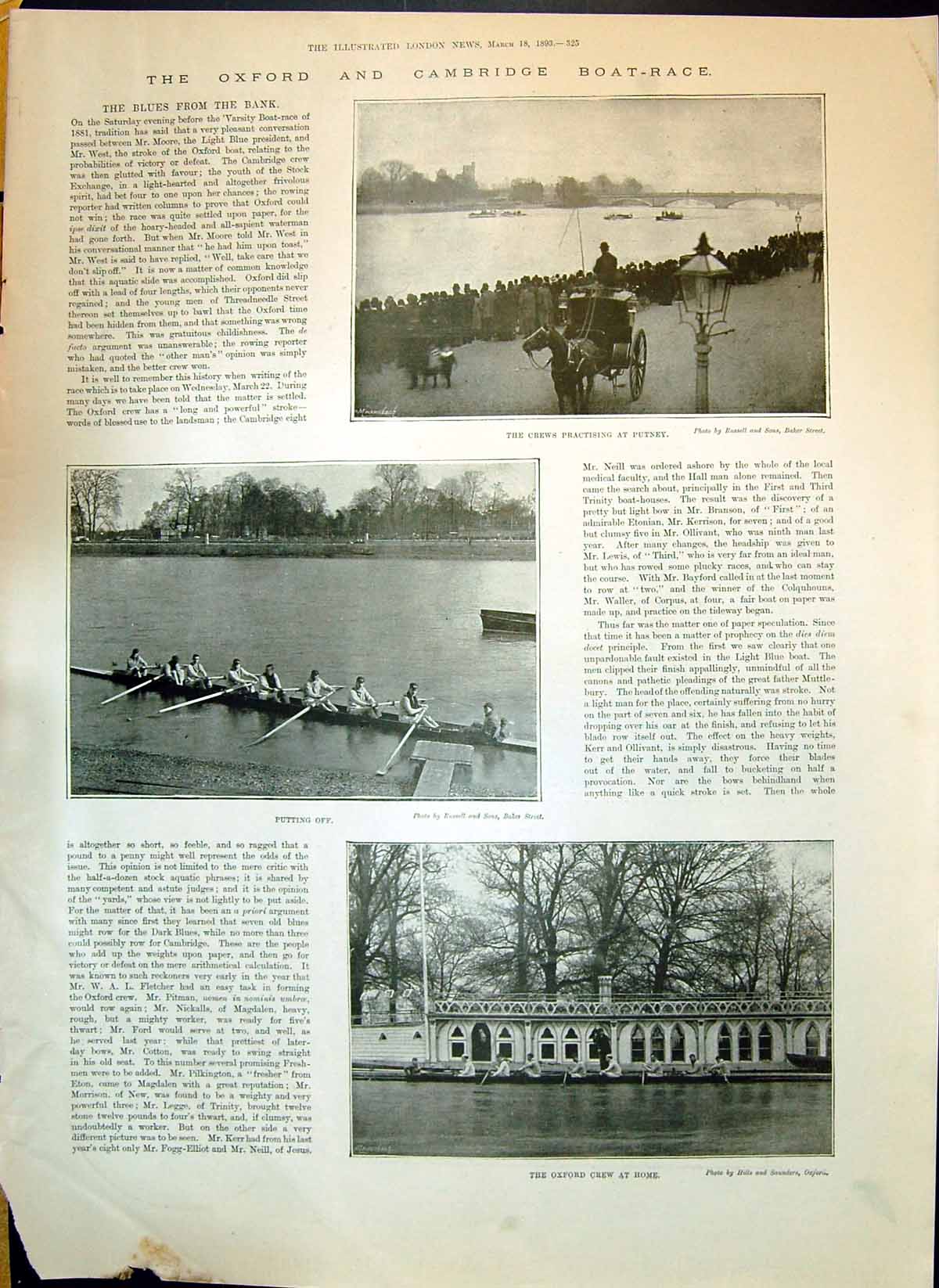 Old 1893 Oxford Cambridge Boat Race Putney Putting Mary Taylor Antoni Victorian