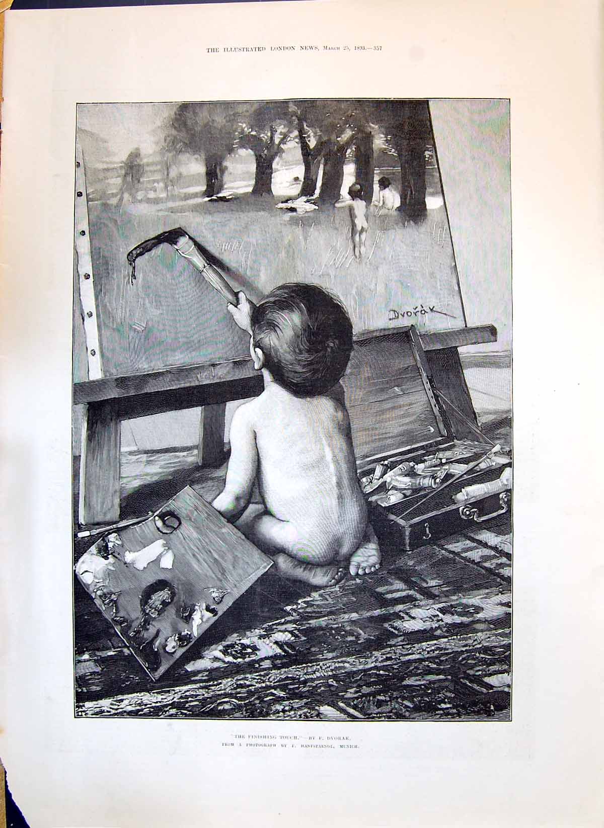 Old 1893 Finishing Touch Young Child Painting Wedderburn Gormanston V Victorian