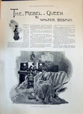 Old 1893 Story Illustration Rebel Queen Walter Besant Francesca Ladie Victorian