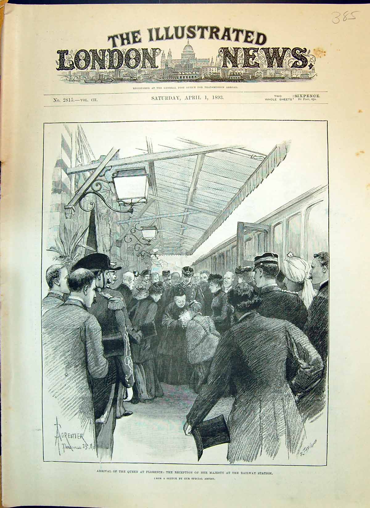 Old 1893 Arrival Queen Victoria Florence Reception Railway Station Tr Victorian