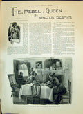 Old Print 1893 Story Illustration Rebel Queen Walter Besant Nelly Dinner Table T