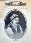 Original Old Antique Print 1893 Portrait Florentine Girl Beautiful Woman Toll