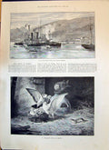 Old 1893 H.M.S. Howe Ship Ferrol Harbour Unwelcome Visitor Birds Nest Victorian
