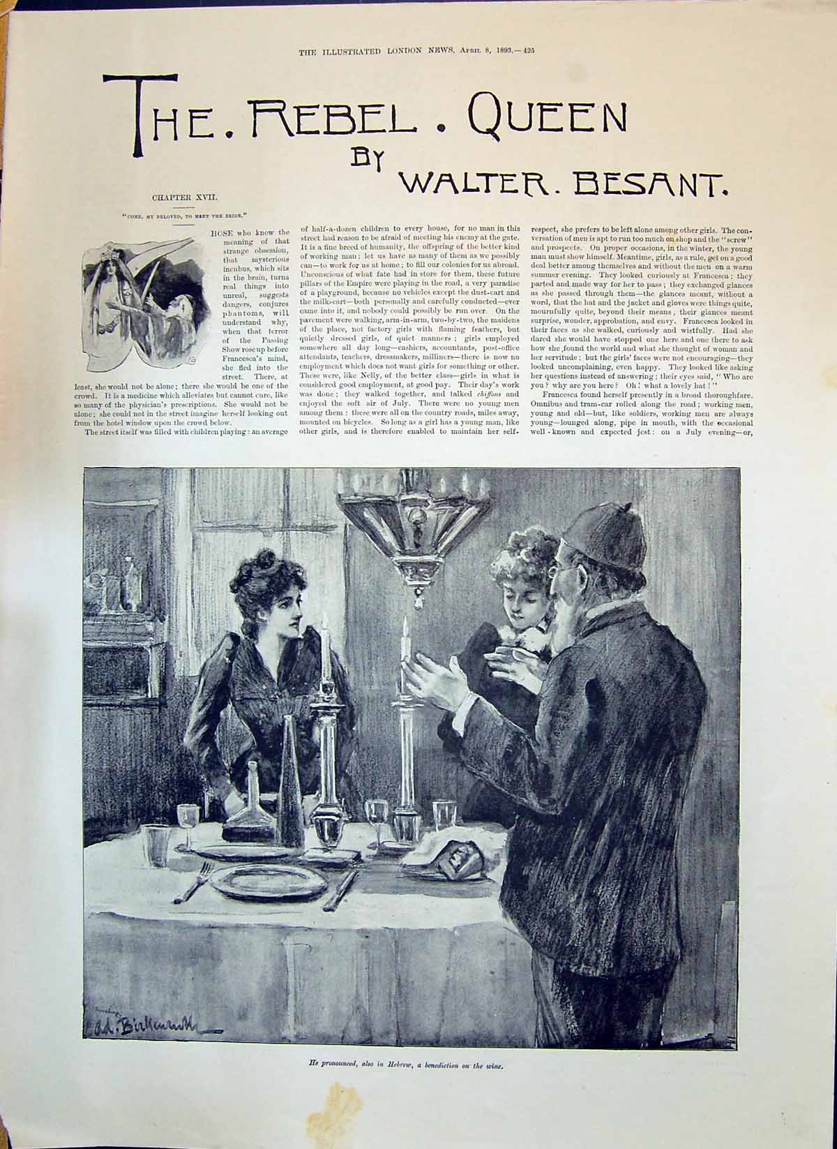 Old 18931893 Story Illustration Rebel Queen Walter Besant Hebrew Bene Victorian