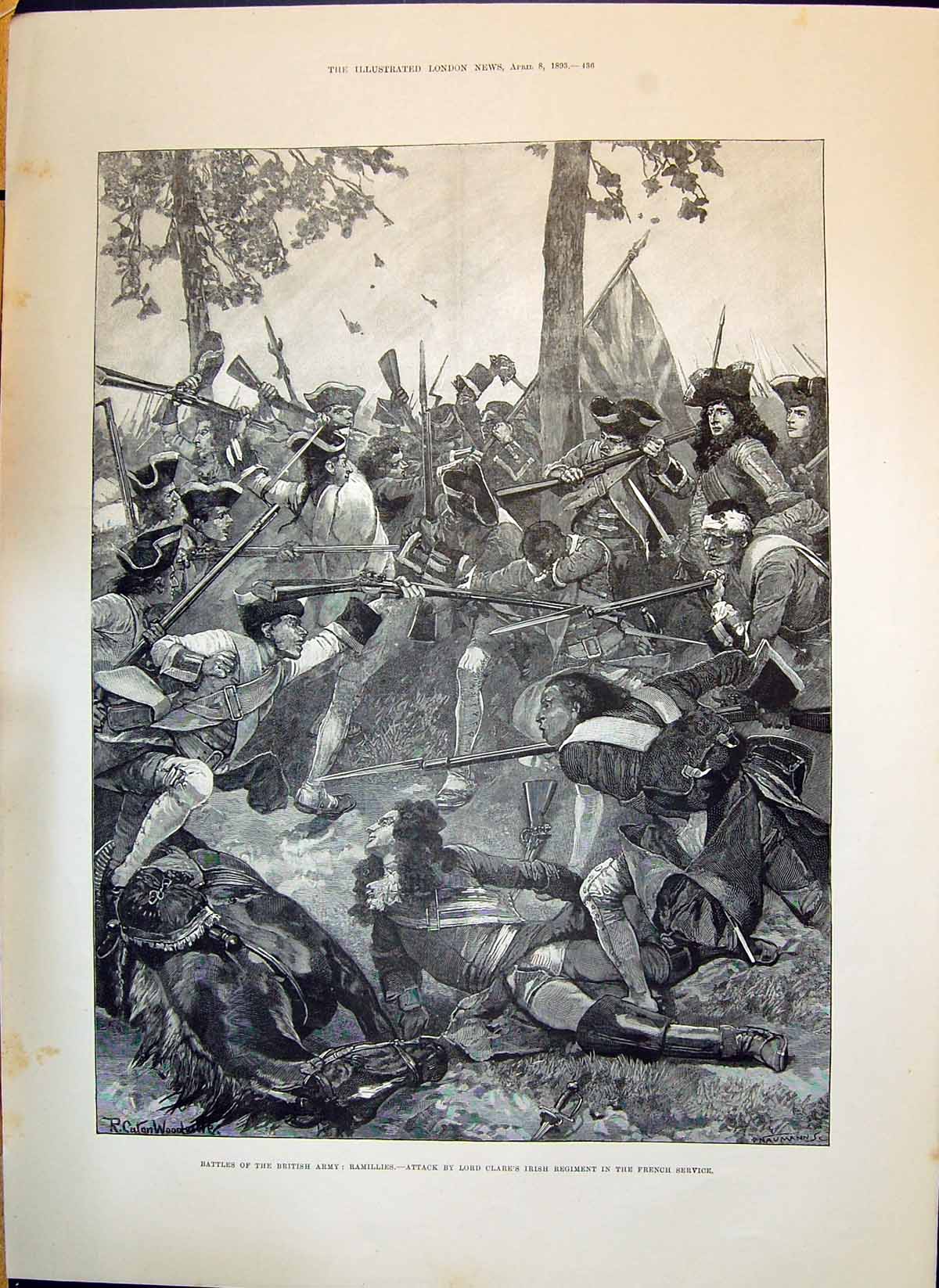 Old Print 1893 British Army Attack Lord Clare Irish Siers Miss Dickens H 19th