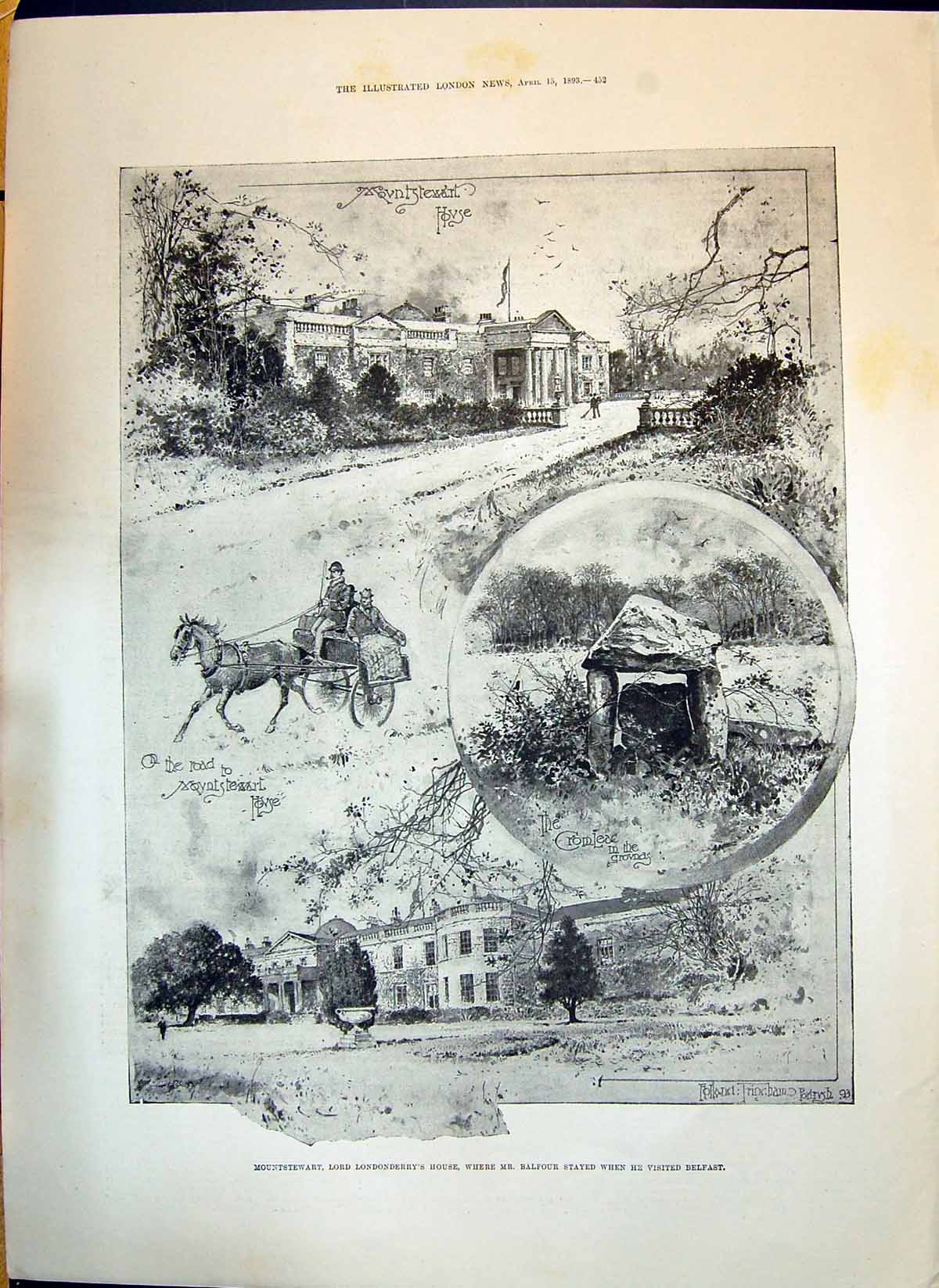 Old 1893 Mountstewart Lord Londonderry Balfour Ireland Bayard America Victorian