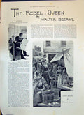 Old 1893 Story Illustration Rebel Queen Walter Besant Middlesex Stree Victorian
