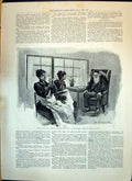 Original Old Antique Print 1893 Ancient Man Girls Sewing Room 19th