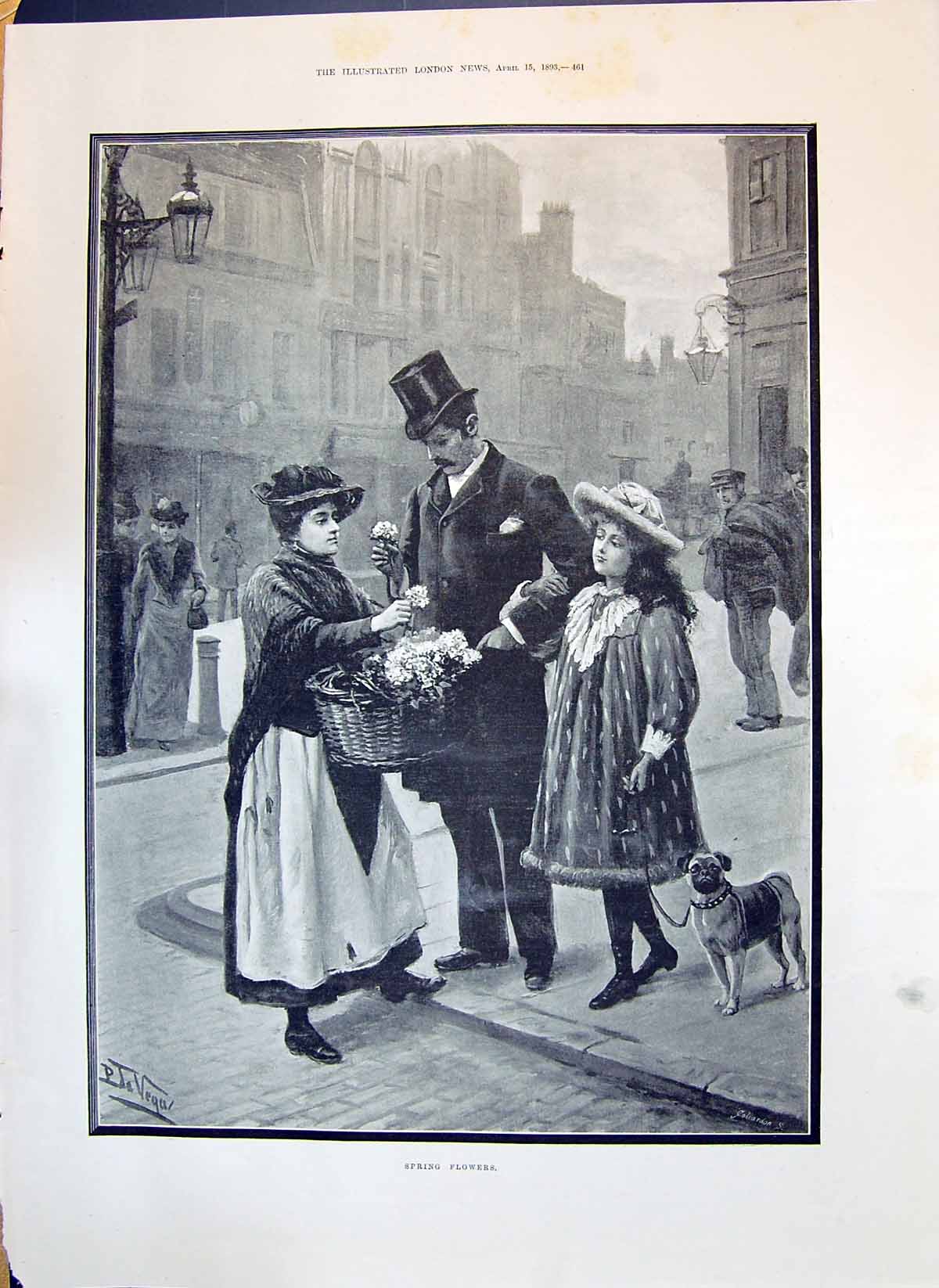 Old 1893 Street Seller Spring Flowers Windsor Castle London Architect Victorian
