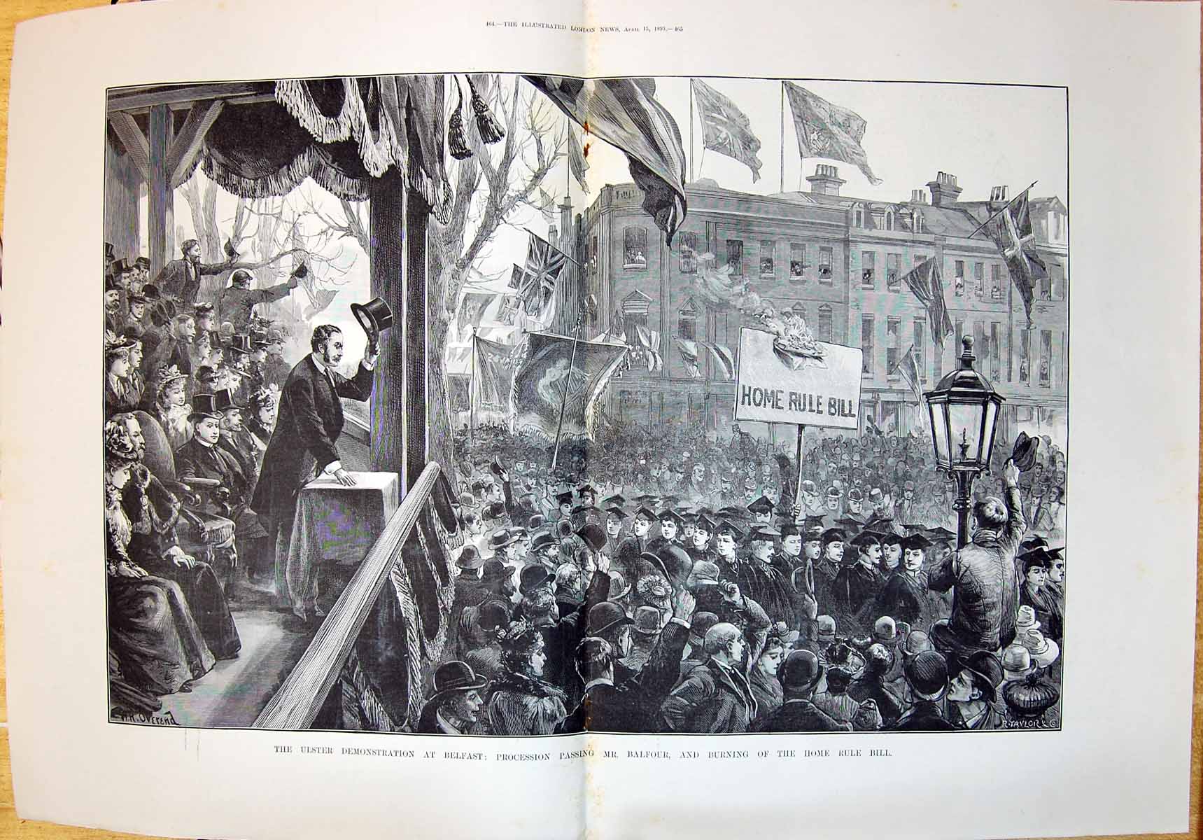 Old 1893 Ulster Demonstration Belfast Procession Balfour Home Rule Bi 19th