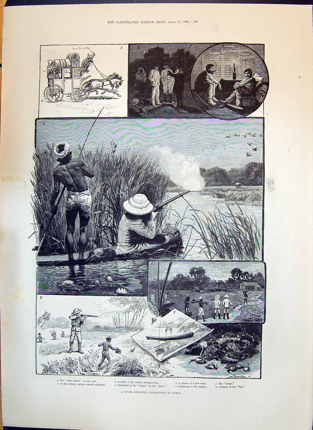 Old 1893 Duck Shooting India Tikka Gharri Donga Shakspere Theatre Kin Victorian