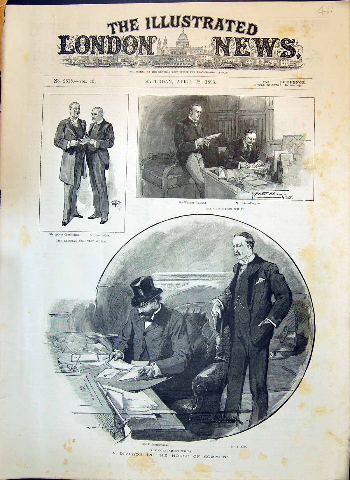 Old 1893 Commons Chamberlainanstruther Walrond Akers-Douglas Marjorib Victorian