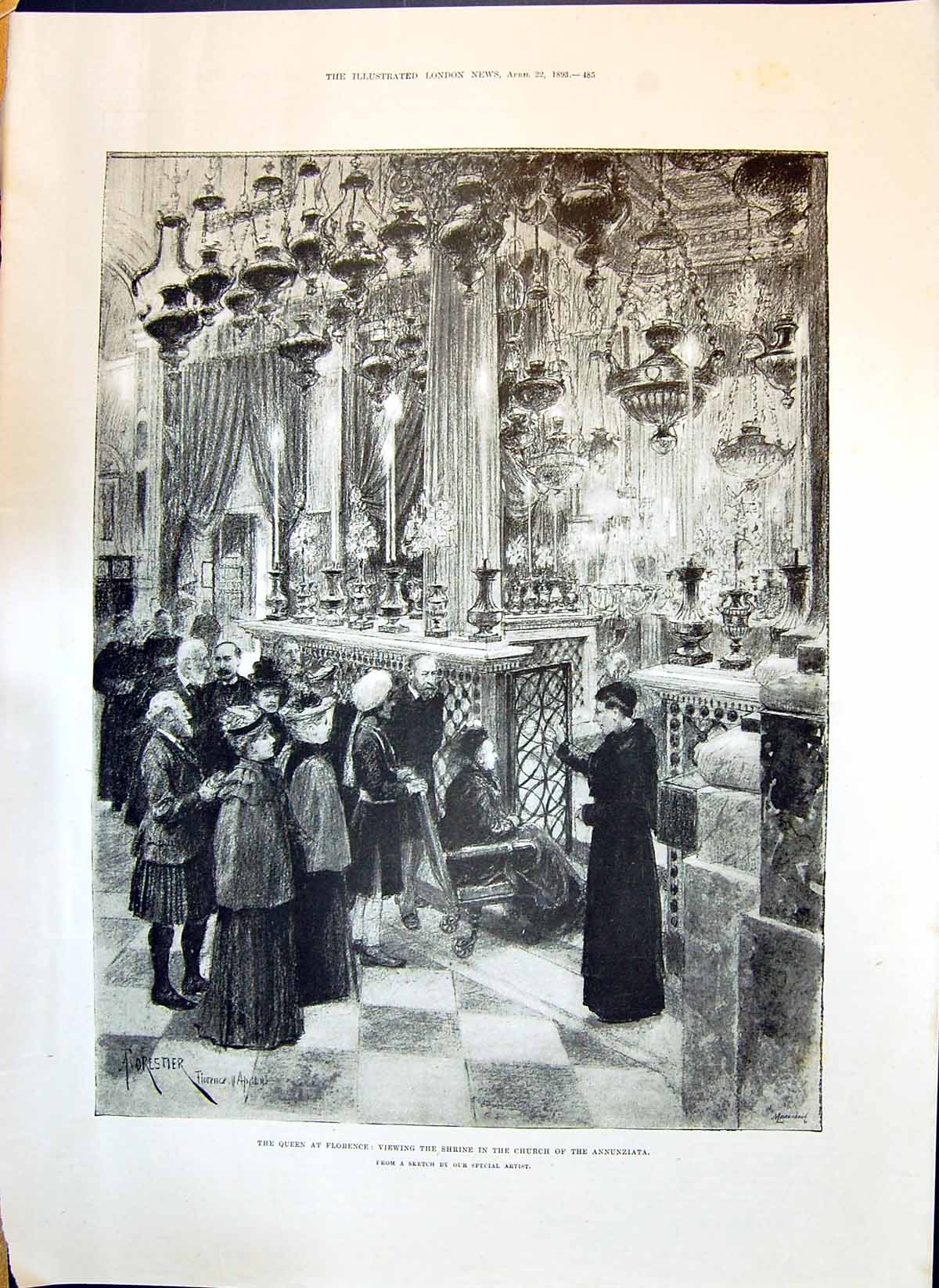 Old 1893 Queen Florence Shrine Church Annunziata King Servia Alexande Victorian