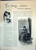 Old 1893 Story Illustration Rebel Queen Walter Besant Francesca Lady Victorian
