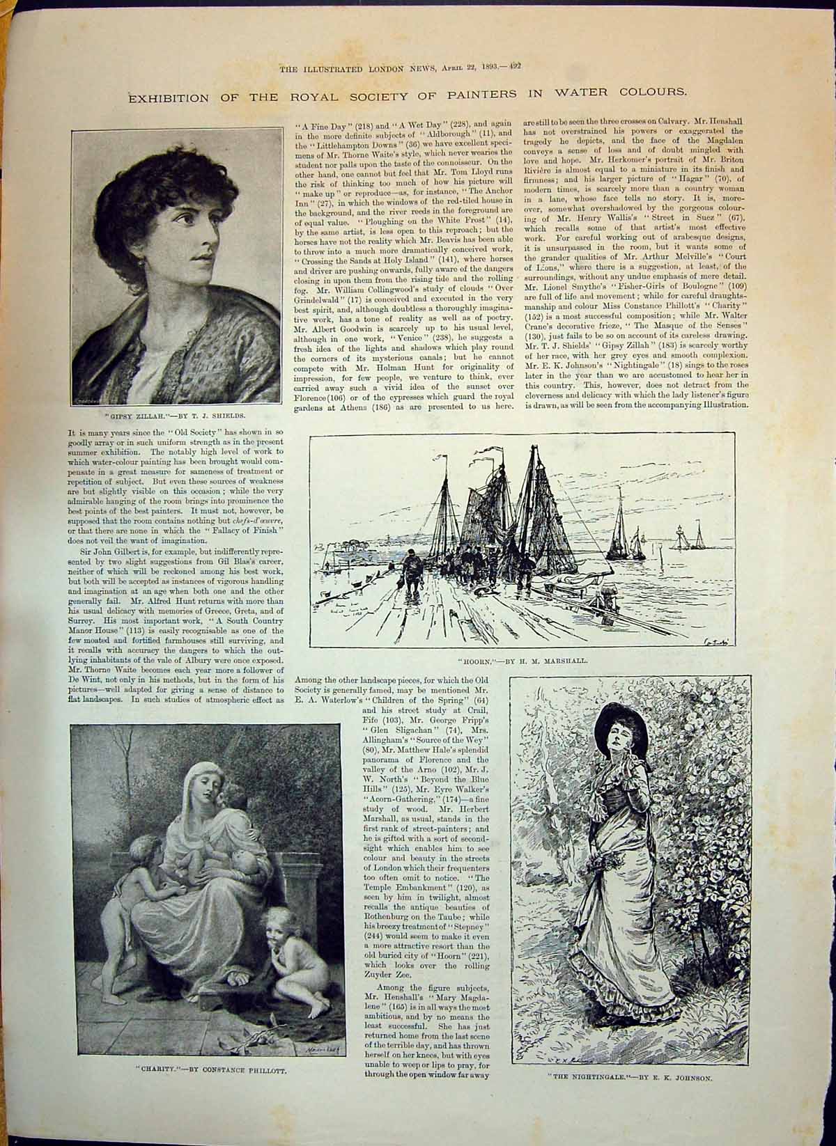Old 1893 Gipsy Zillah Charity Hoorn Boats Nightingale Flowers Nelly M Victorian
