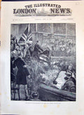 Old 1893 Great Meeting Irish Delegates Albert Hall Scene Cheering Uni Victorian