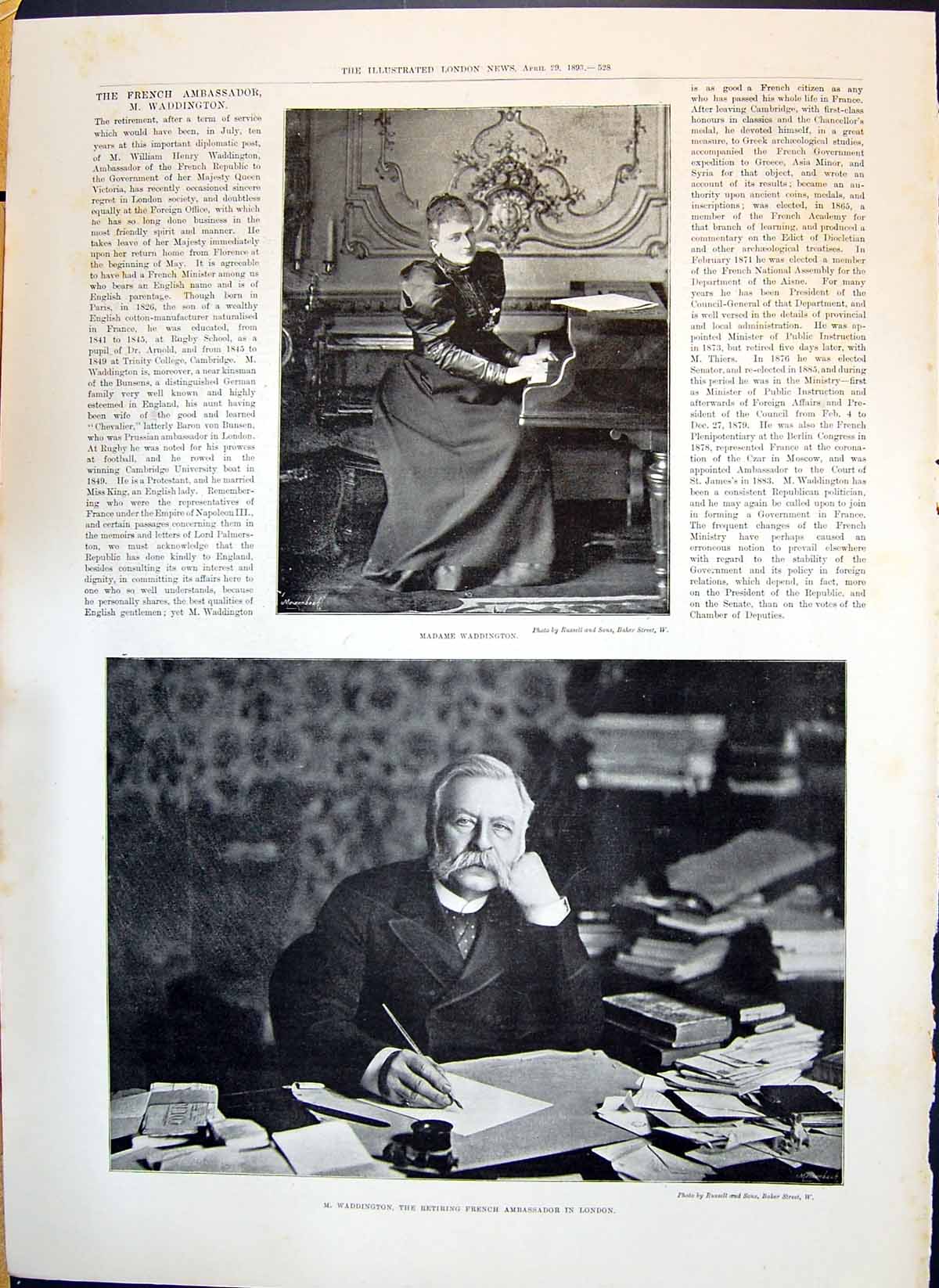 Old 1893 Madame Waddington French Ambassador Abyssinia Tombs Bogos Mo Victorian