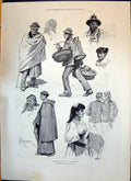 Antique Print 1893 Street People Florence Belgian Mail Ship LeopSilver Plat